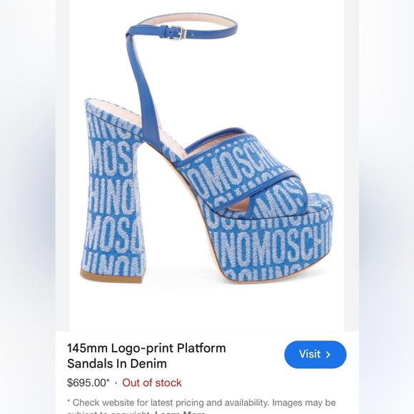 Moschino platform sandals size 38 blue denim - Picture 7 of 7
